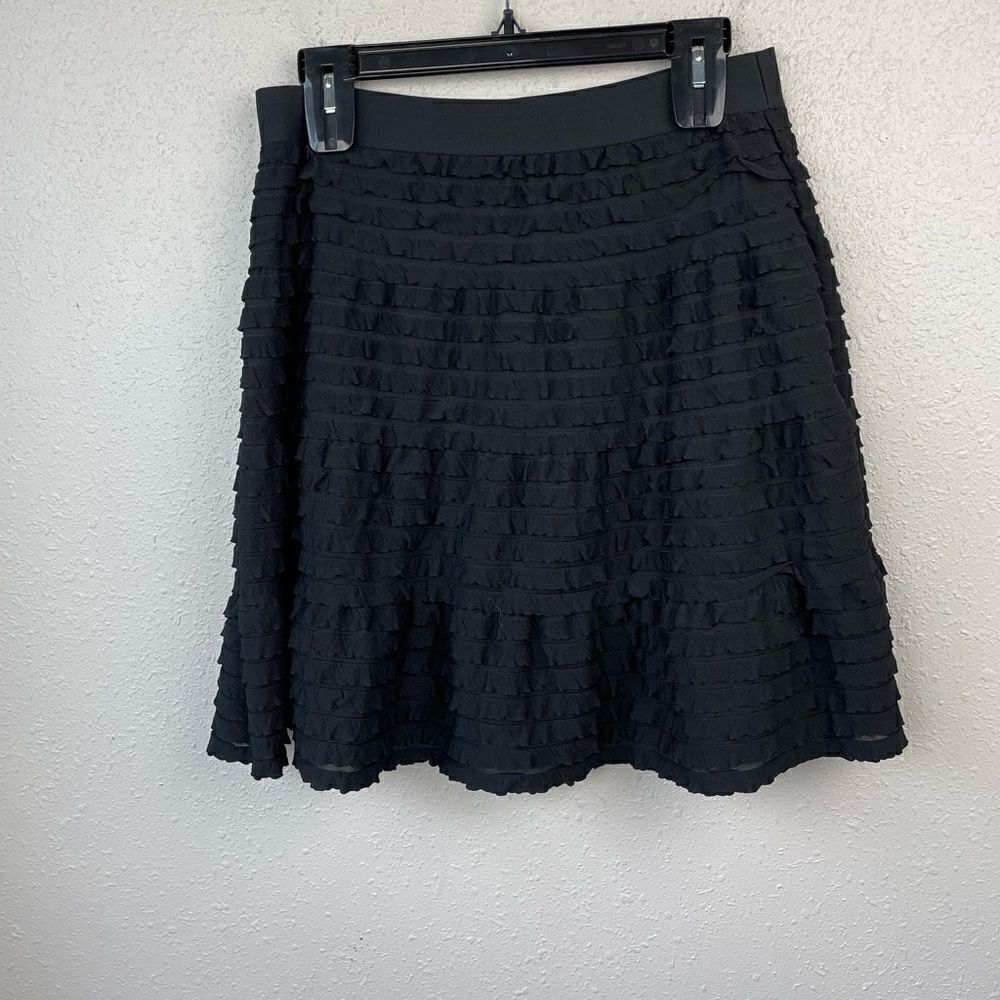 Max Studio Black Ruffled Midi Skirt Size M EUC